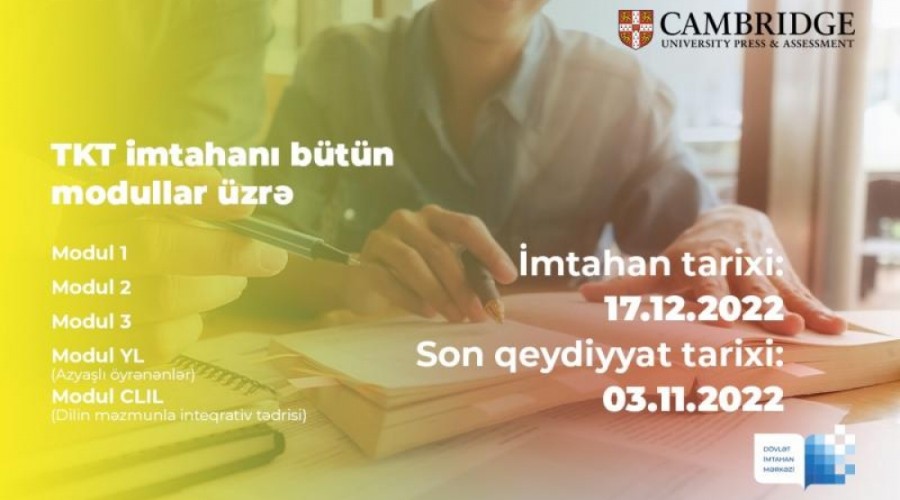 Dövlət İmtahan Mərkəzi TKT imtahanlarına qeydiyyat elan edib