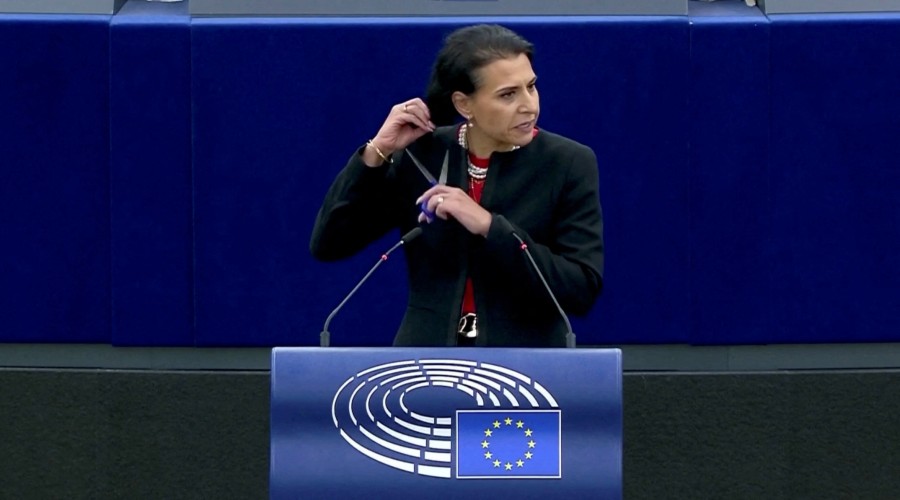 Swedish MEP cuts hair during speech