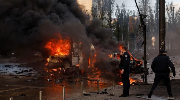 Explosions rock Kyiv after Putin accuses Ukraine of attack on bridge