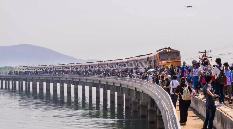 Thailand's 'floating train' a big hit as dam waters rise