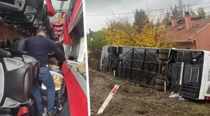 Türkiyədə avtobus aşıb, 20 nəfər yaralanıb