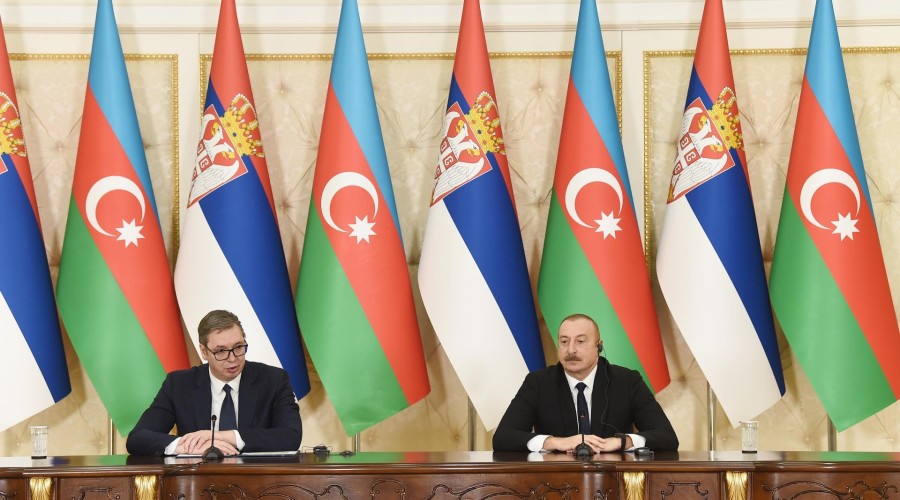 The presidents of Azerbaijan and Serbia made statements to the press