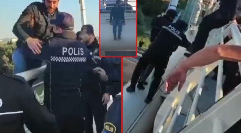 Körpüdən tullanmaq istəyən kişini polislər xilas etdi - ANBAAN VİDEO