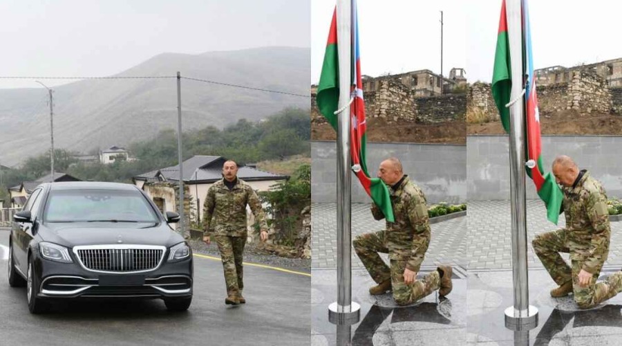 <strong>Президент поднял флаг Азербайджана в селе Талыш Тертерского района</strong>