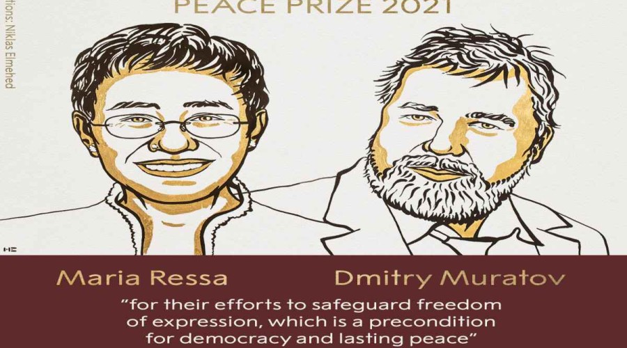 2021 Nobel Peace Prize awarded to Maria Ressa, Dmitry Muratov