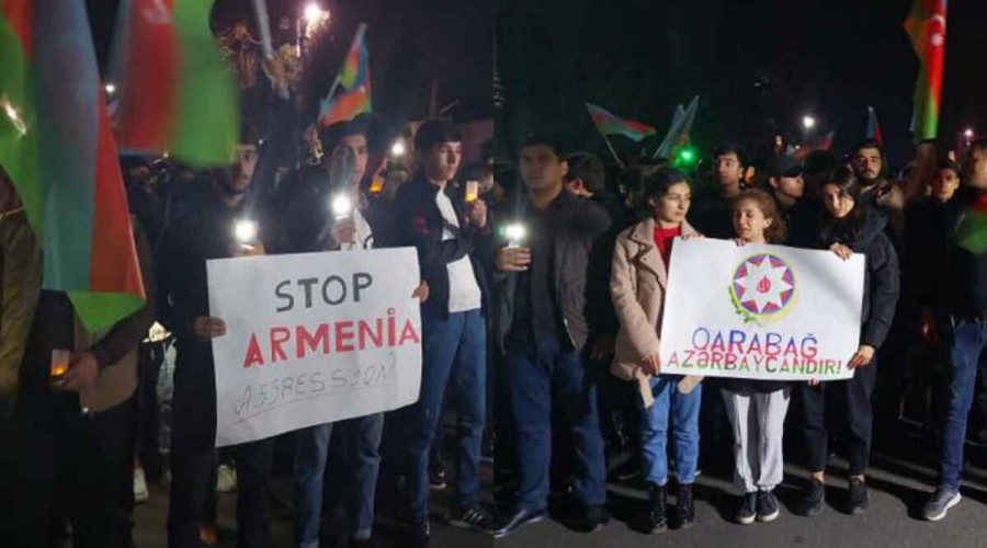 В Гяндже прошло ночное шествие молодежи в память о жертвах ракетных ударов Армении <span style="color:red">- ВИДЕО</span>