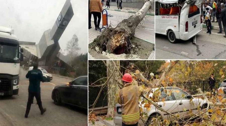 Damage caused by powerful storm in Istanbul revealed