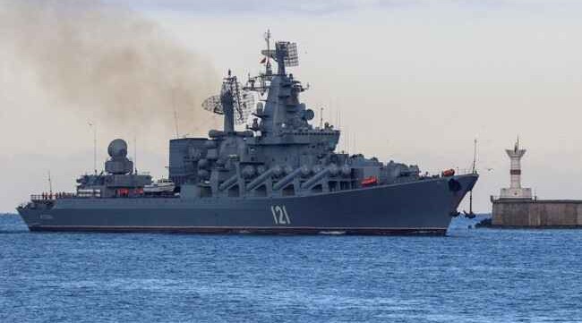 Russia says ammo aboard famed warship detonated

