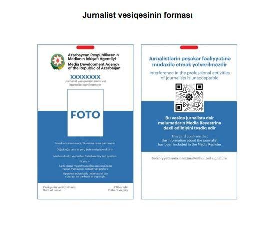 Jurnalist vəsiqəsinin forması -  FOTO