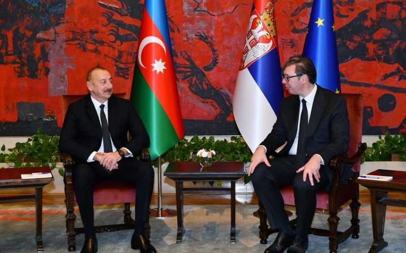 The presidents of Azerbaijan and Serbia had a one-on-one meeting