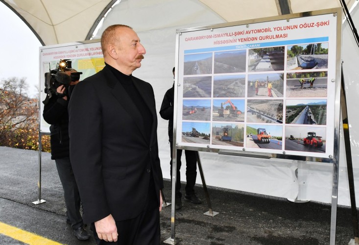 The President inaugurated the Oguz-Sheki highway after reconstruction