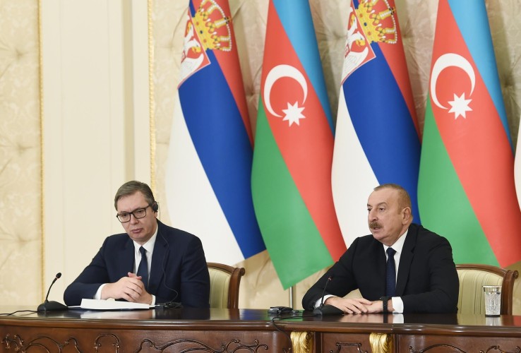 The presidents of Azerbaijan and Serbia made statements to the press