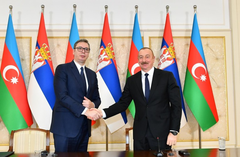 The presidents of Azerbaijan and Serbia made statements to the press