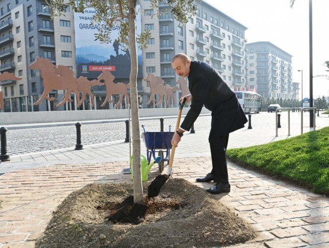 Qarabağ Atları Kompleksinin təməli qoyuldu - Prezident Ağ Şəhərdə