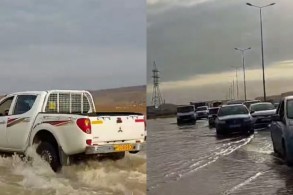 Su kəmərində qəza: Bakı-Qazax avtomagistralını su basıb, əraziyə Mülki müdafiə qoşunları cəlb olunub - FOTO - YENİLƏNİB-4