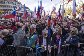 More than 10,000 people filled the Czech capital’s central Wenceslas Square on Friday