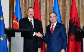 The presidents of Azerbaijan and Albania made statements to the press