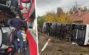 Türkiyədə avtobus aşıb, 20 nəfər yaralanıb