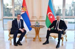 Президент Азербайджана встретился с Александаром Вучичем один на один