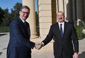 Президенты Азербайджана и Сербии выступили с заявлениями для прессы