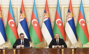 The presidents of Azerbaijan and Serbia made statements to the press