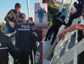 Körpüdən tullanmaq istəyən kişini polislər xilas etdi - ANBAAN VİDEO