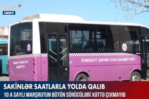 Sumqayıtda sürücülər sözləşərək xətdə çıxmadılar: Sərnişinlər saatlarla yolda qaldılar - VİDEO