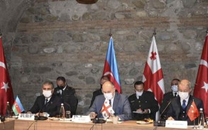 Azerbaijan, Turkish, Georgian defense bosses discussing military ties