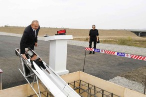 President Ilham Aliyev laid foundation stones for Fuzuli-Aghdam highway