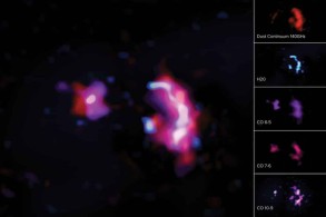 Signs of water detected in a distant star-forming galaxy