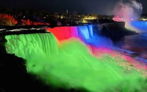 Niagara Falls lit up with colors of Azerbaijani Flag on Victory Day-PHOTO