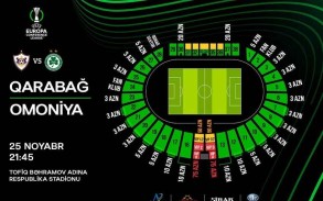 "Qarabağ" - "Omoniya" oyununun biletləri satışa çıxarılır