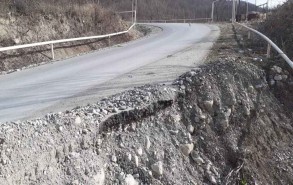 Landslide occurred in Shamakhi, newly constructed road collapsed-PHOTO