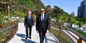 Ilham Aliyev viewed conditions created in newly created “Chambarakand” park in Baku