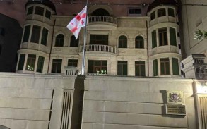 State flag flown at half-staff in Georgian Embassy building in Baku

